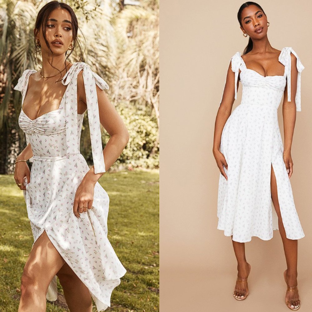 House of CB Alicia White Floral Midi Sundress